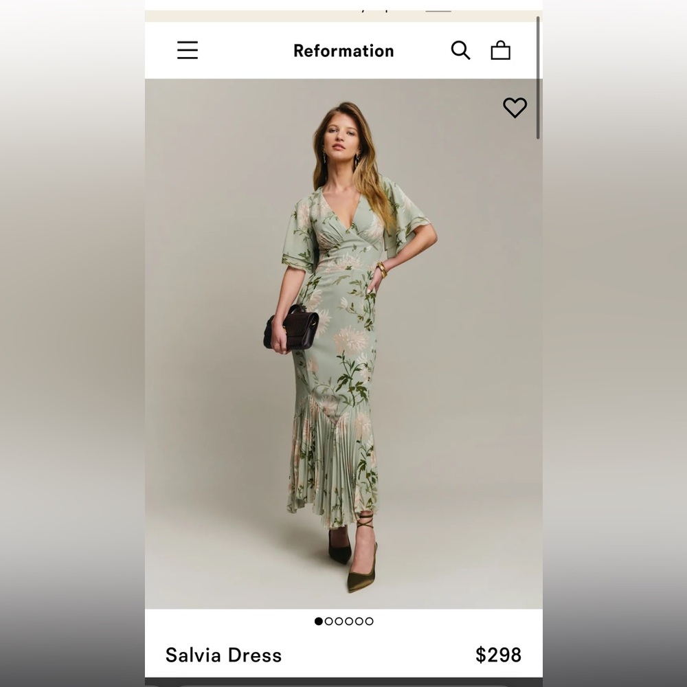 Reformation Green Floral Maxi Dress